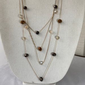 Dainty station bead neutral tone necklace